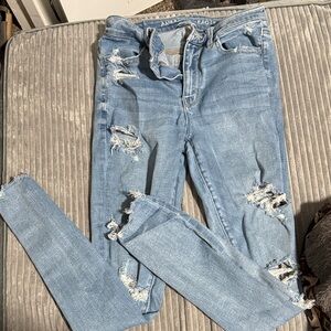 American Eagle Outfitters Light Blue Ripped Skinny Jeans